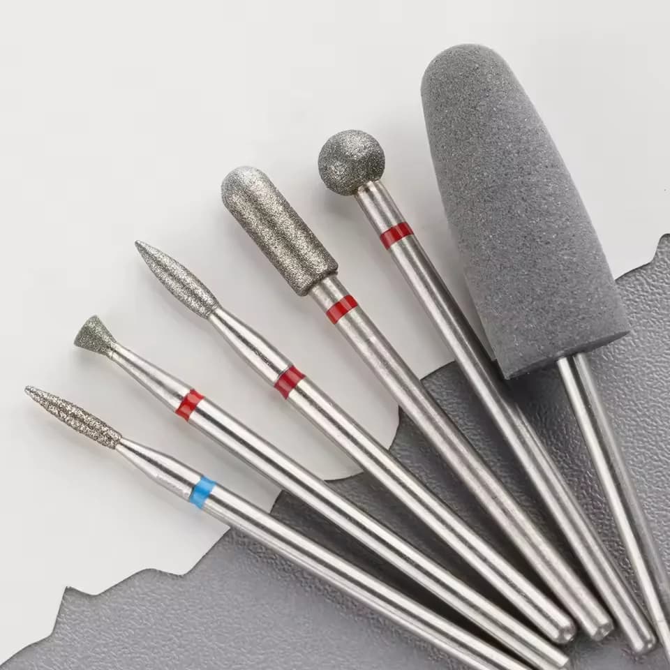 6pcs/set Diamond Sand Nail Files Drill Cuticle Polishing Bit Nail Grinding Head Electric Manicure Set for Removing Acrylic