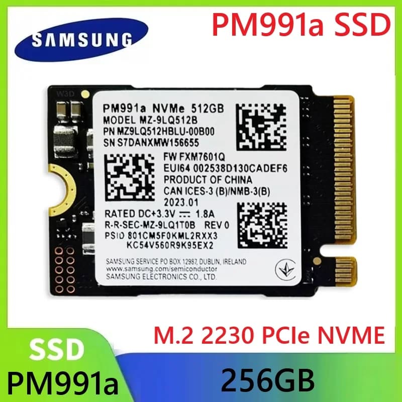 SAMSUNG SSD PM991 PM991a NVME M.2 2230 Unità a stato solido interna 128 GB di archiviazione interna SSD 256 GB 1,8 pollici Nvme SSD disco duro