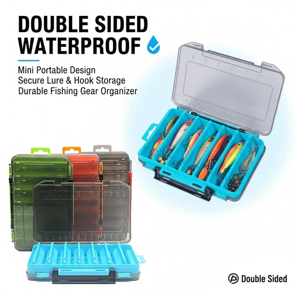Double Side Waterproof Fishing Equipment Box, Mini Container Portable for baits, hooks and fishing accessories