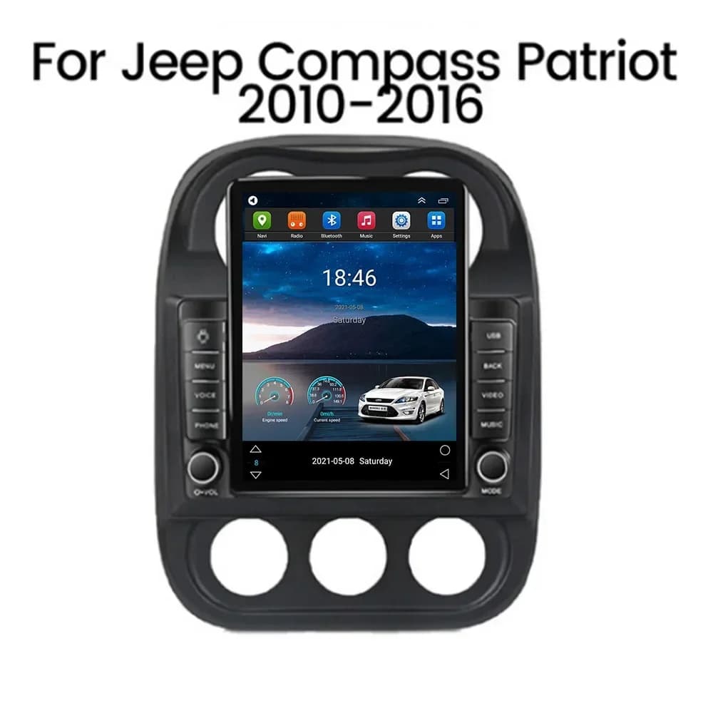 9.7 "Vertical Style Tesla Android Screen 14.0 Autoradio For Jeep Compass 1 MK 2009-2015 GPS Navigation Carplay Multimedia Reader