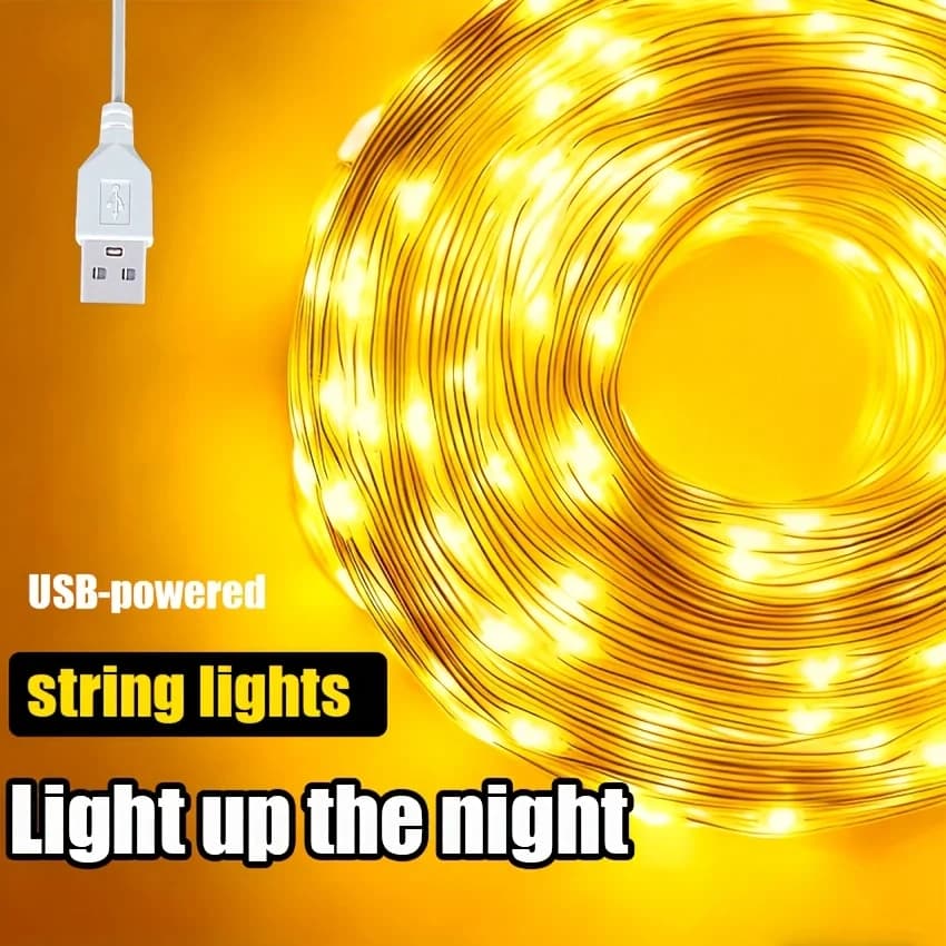 Luci a stringa LED USB multicolori, bianco caldo, striscia flessibile da 2 m a 20 m per scale, camera da letto, cucina