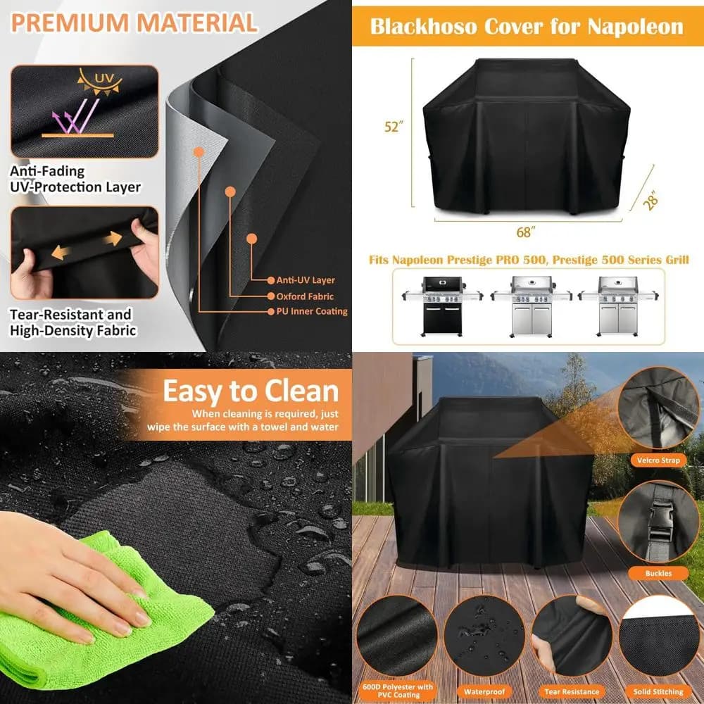 Copertura per griglia Napoleon Prestige PRO 500 e 500 - PU impermeabile 600D, velcro e cinghie regolabili
