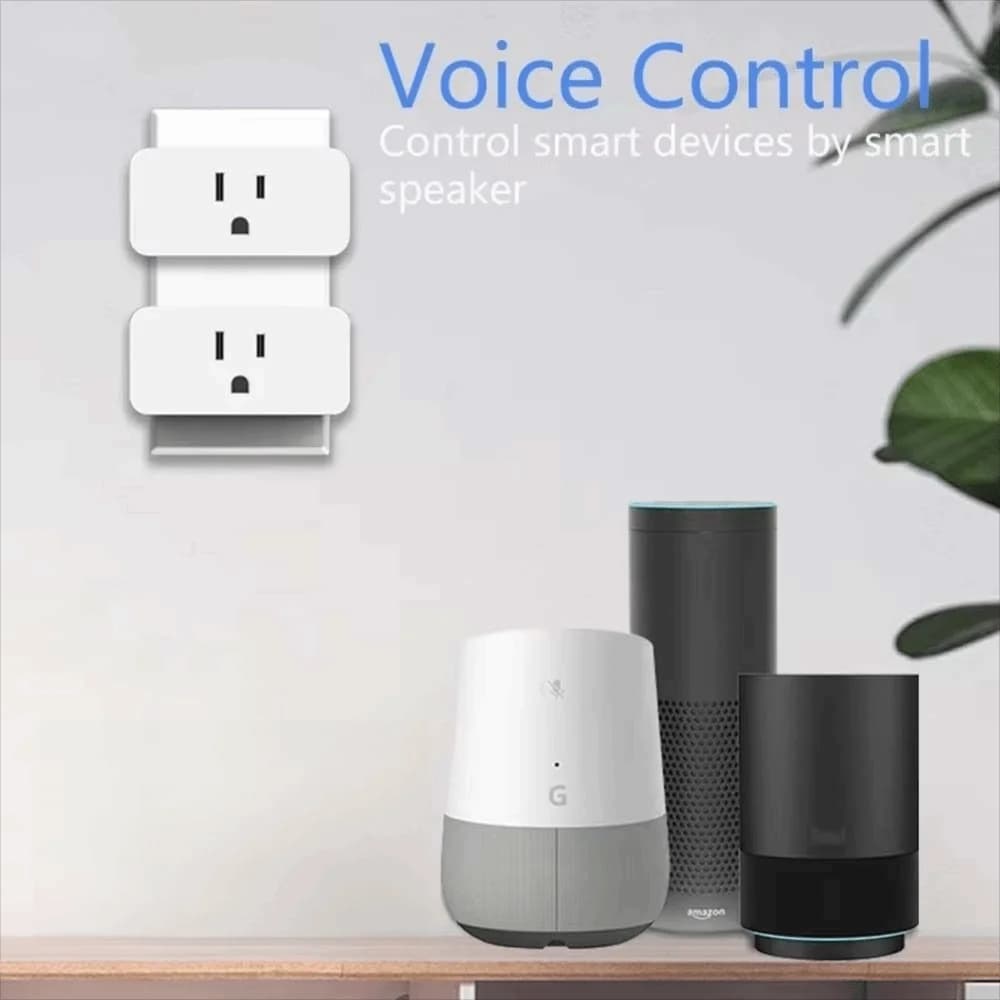 Remote Voice Control Mini WiFi Smart Plug 110-240V 10A US Plug Smart Home Socket Remote Control Timing Function Timer Plug