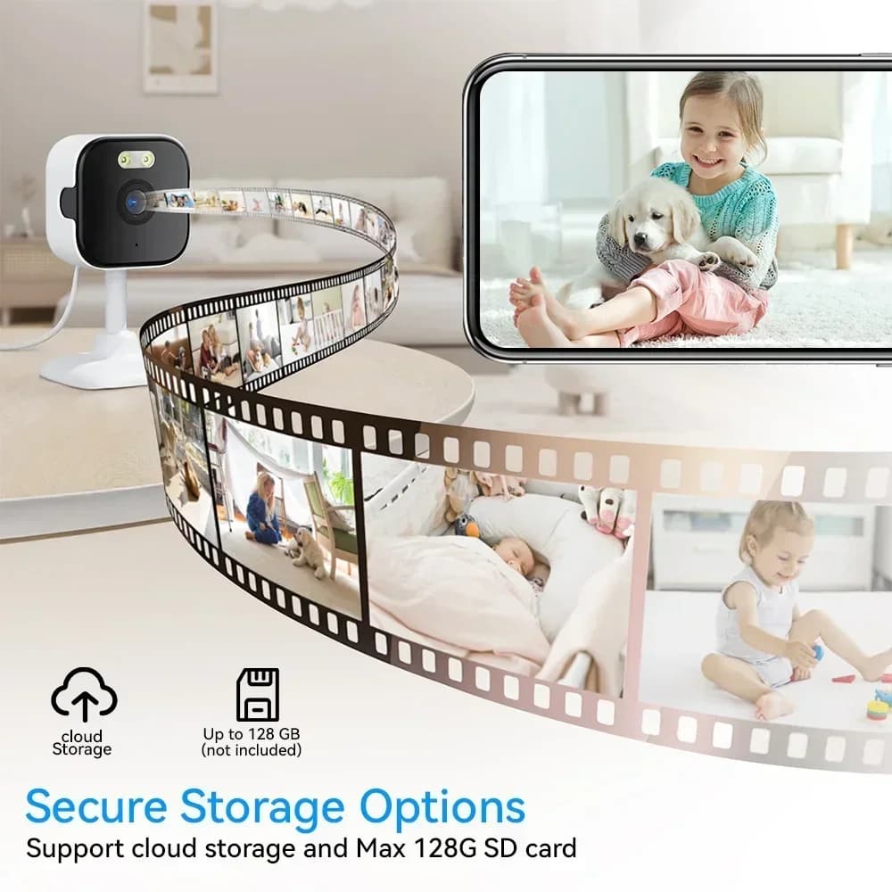 Telecamera di Sicurezza Interna HD 5MP, Videocamera di Sorveglianza WiFi 2.4G/5G con Visione Notturna a Colori, Rilevamento Umano, Audio Bidirezionale O-KAM Pro