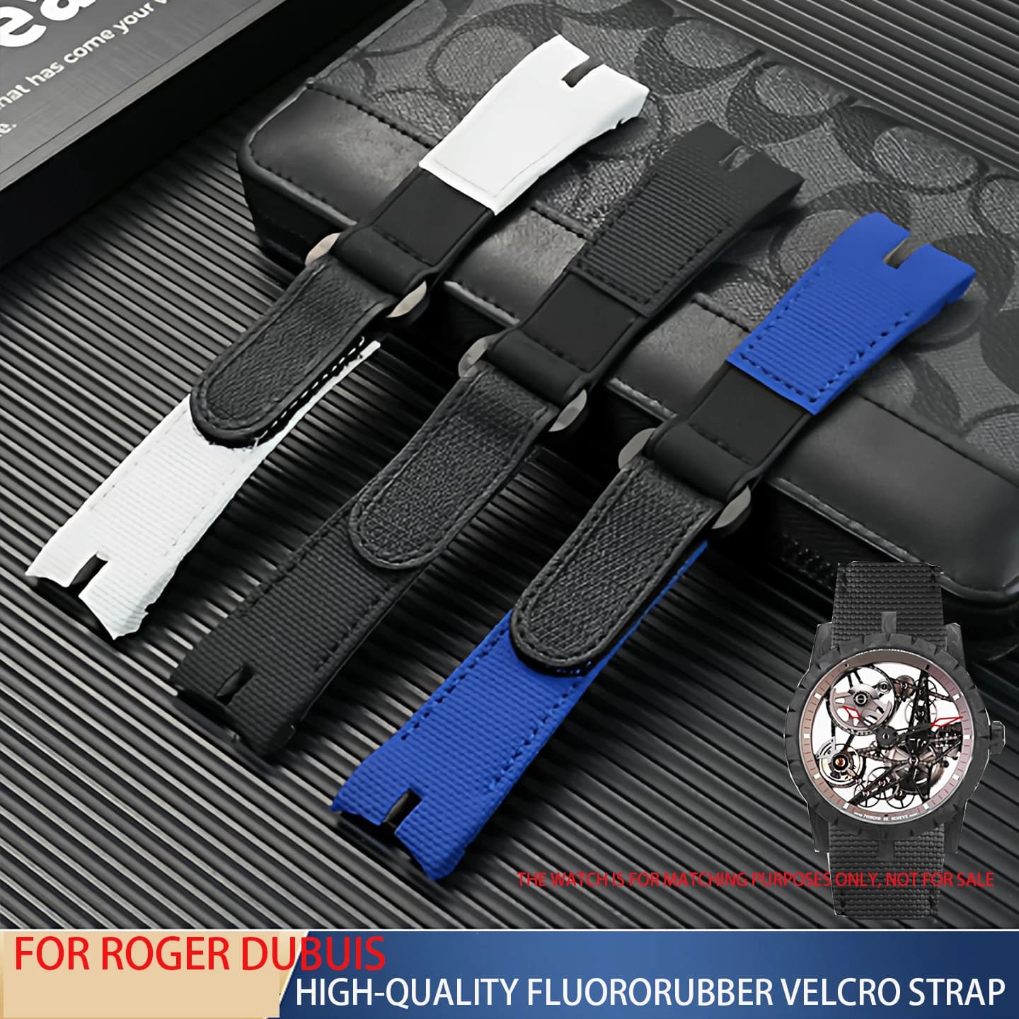 Per Roger Dubuis Excalibur King serie gomma fluorur sostituisce il speciale cinturino per orologio personalizzato da uomo con design con intaglio in velcro