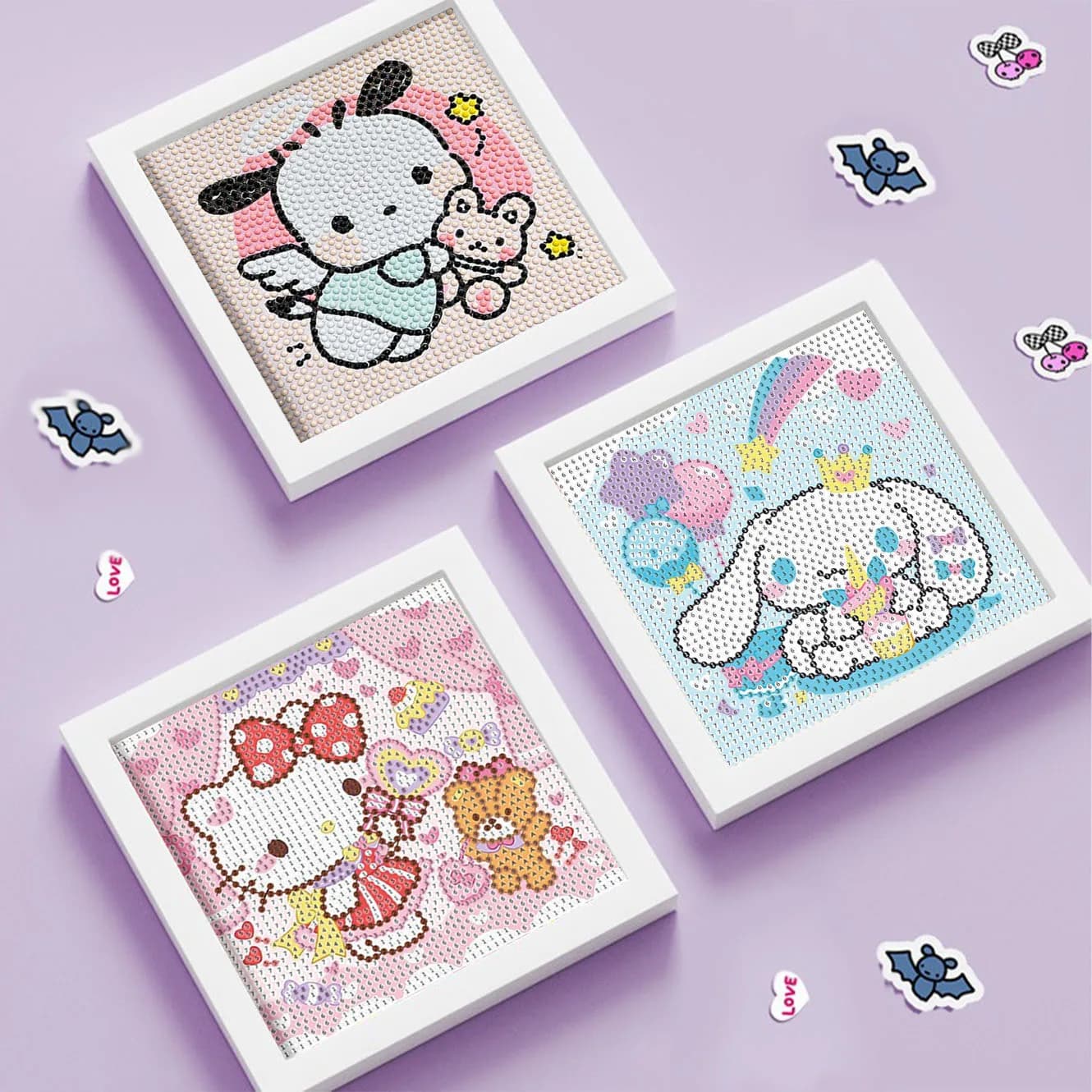 Kit Decorative Painting 5D Keeppley&Sanrio Party Crystal Diamond with Frame, Embroidery on the Cross Make by You, Birthday Gift