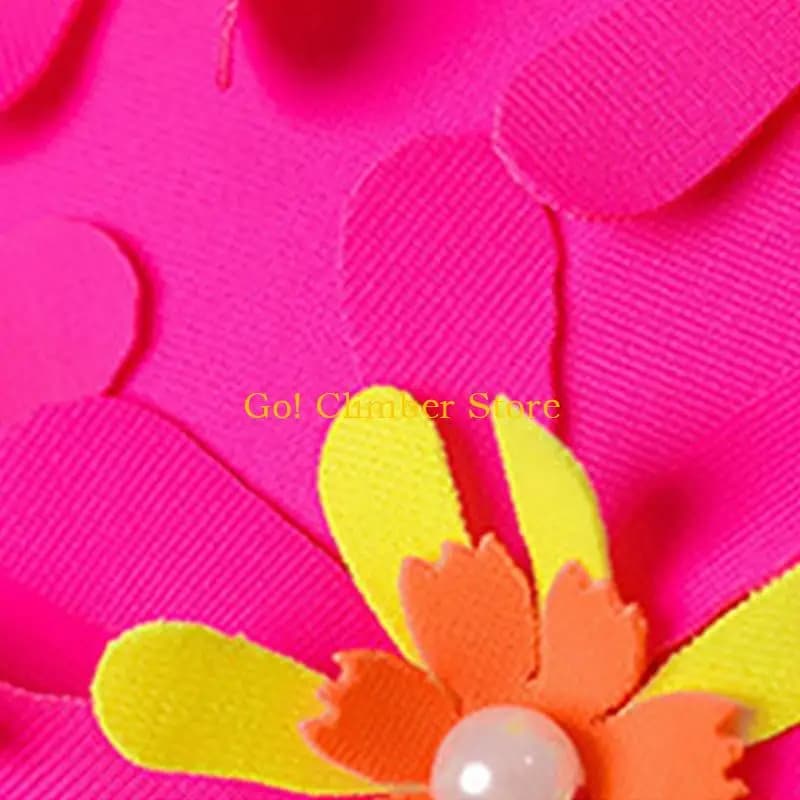 Q84C Breathable Cotton Pool Cap Stylish Swim Headwear With Hand Sewn Pearls Accent And Gentle Fit
