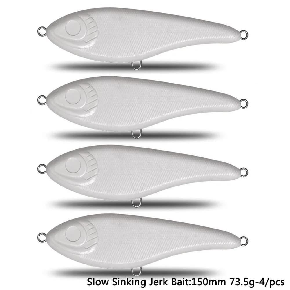 CF Lure Jerk Bait 150mm 73.5g 4/pcs Transparent Plastic ABS Unpainted fish lure Pike bass Slowly Sinking Hard Bait