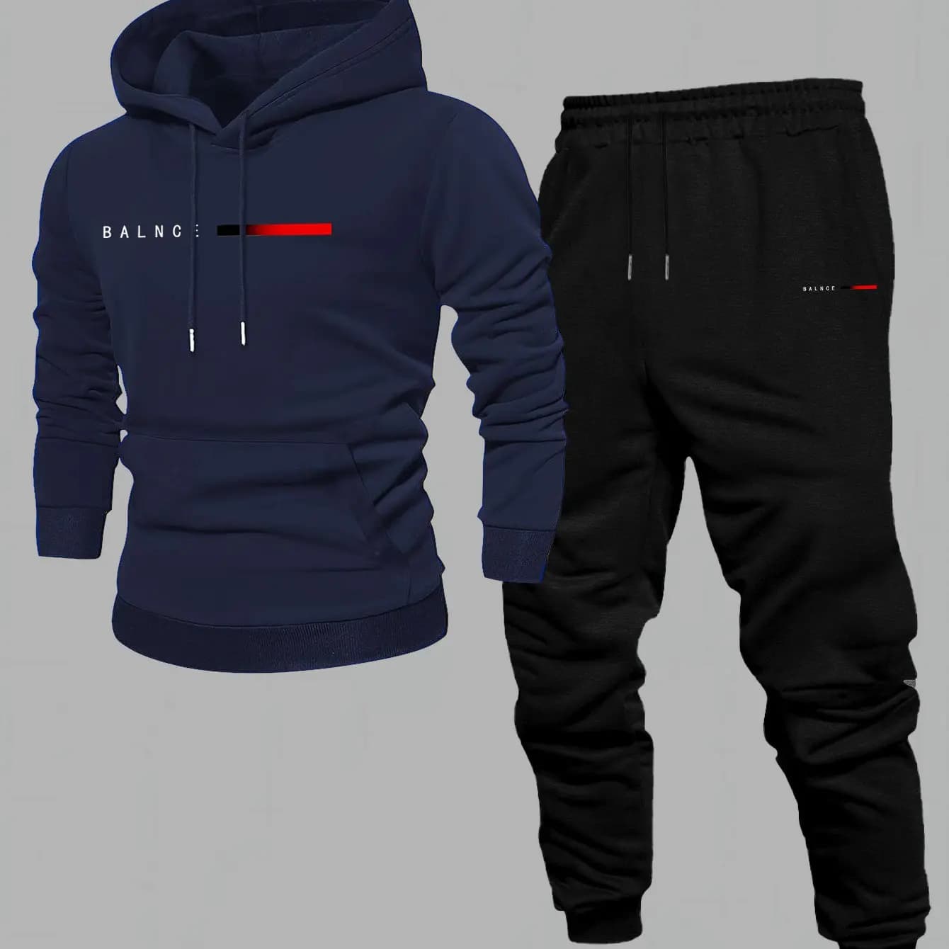 2026 Men Letter Graphic Hoodie Set, Hooded Sweatshirt + Drawstring Pocket Pants, Casual 2‑Piece Outfit for Spring Autumn Winter