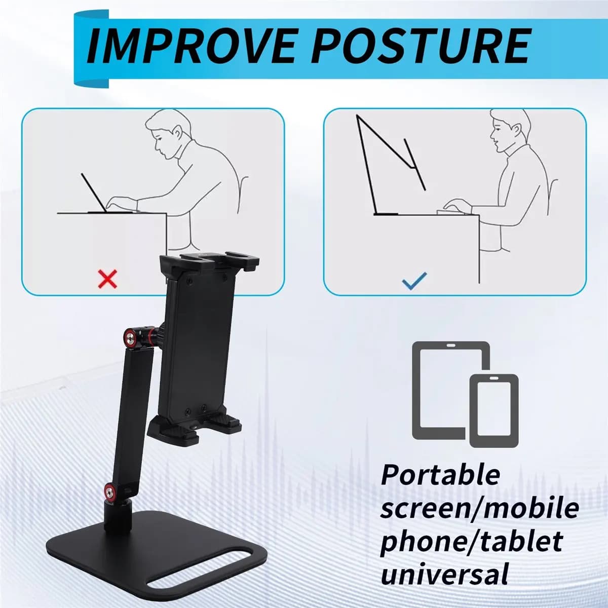 DT81 Adjustable Portable Monitor Stand 360° Swivel Bracket Tablet Holder Compatible with Tablet Desktop Clamp Stand A