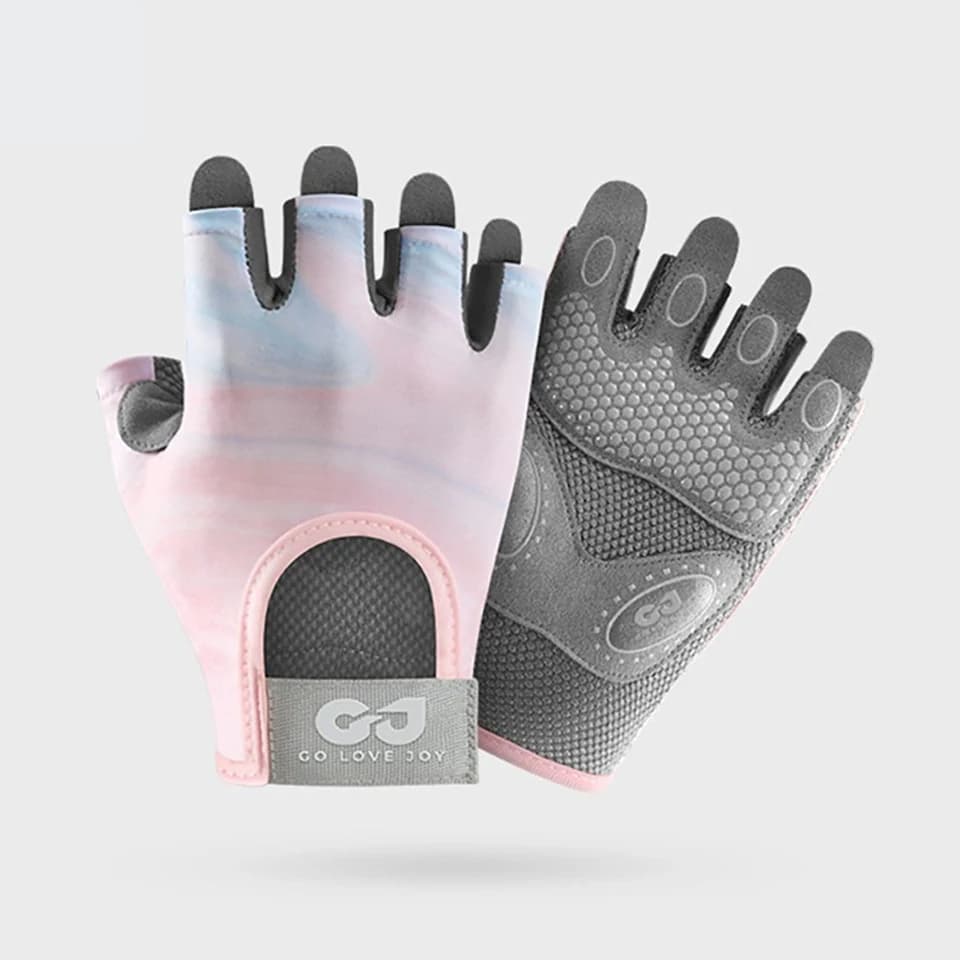 Gym Gloves with half fingers, breathable, anti-slip, with wrist support, shock absorbers, for weight lifting and fitness.