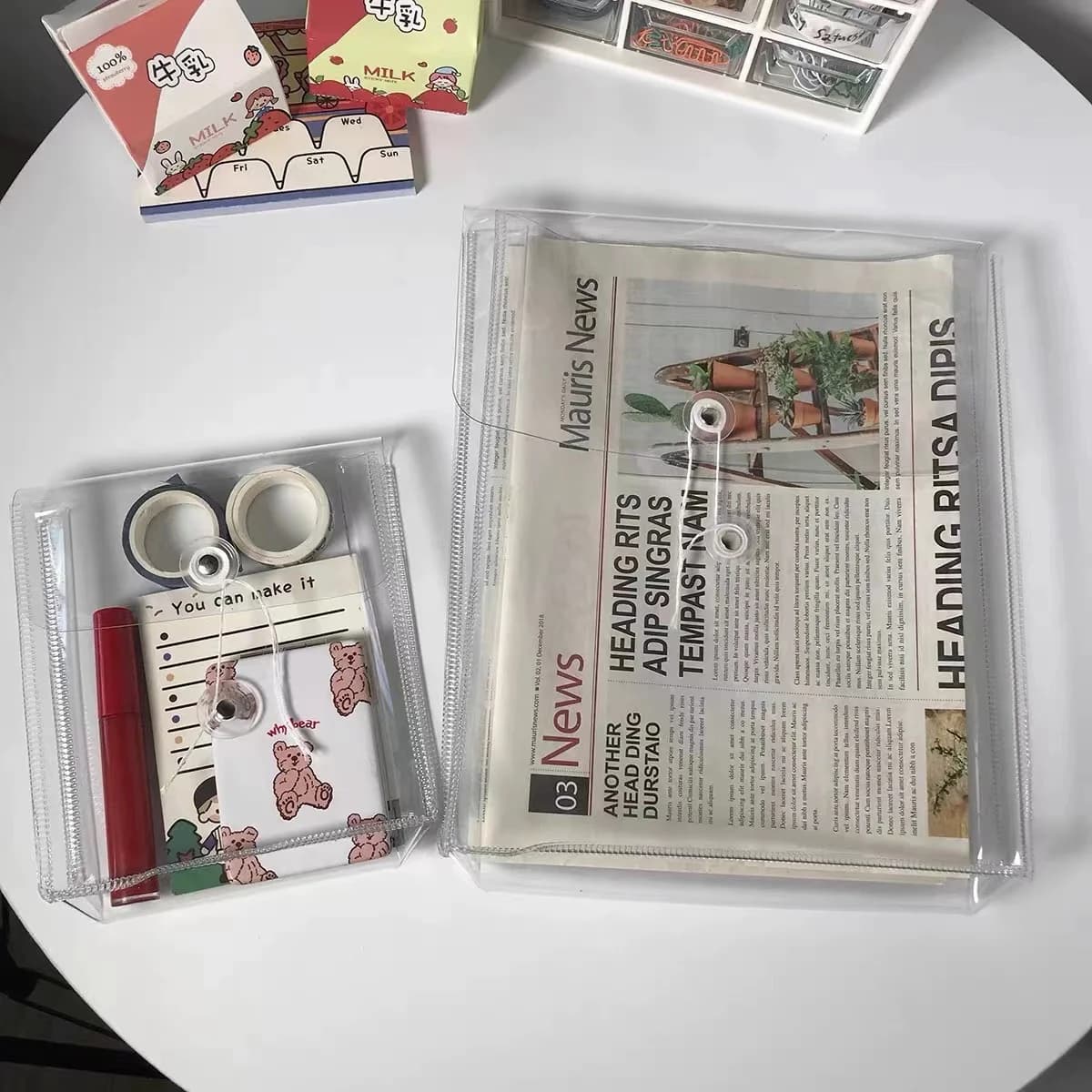 INS sacchetto di File trasparente buste A4 cartelle di plastica cartelle di File tascabili per cartelle trasparenti per la scuola dell'ufficio borsa di immagazzinaggio B5