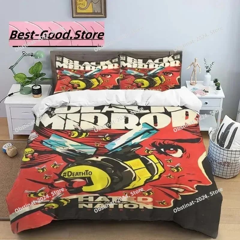 Stampa 3D Moda B-Nero Set di biancheria da letto a specchio Ragazzi Ragazze Twin Queen King Size Copripiumino Federa Letto ragazzi Camera da letto per adulti