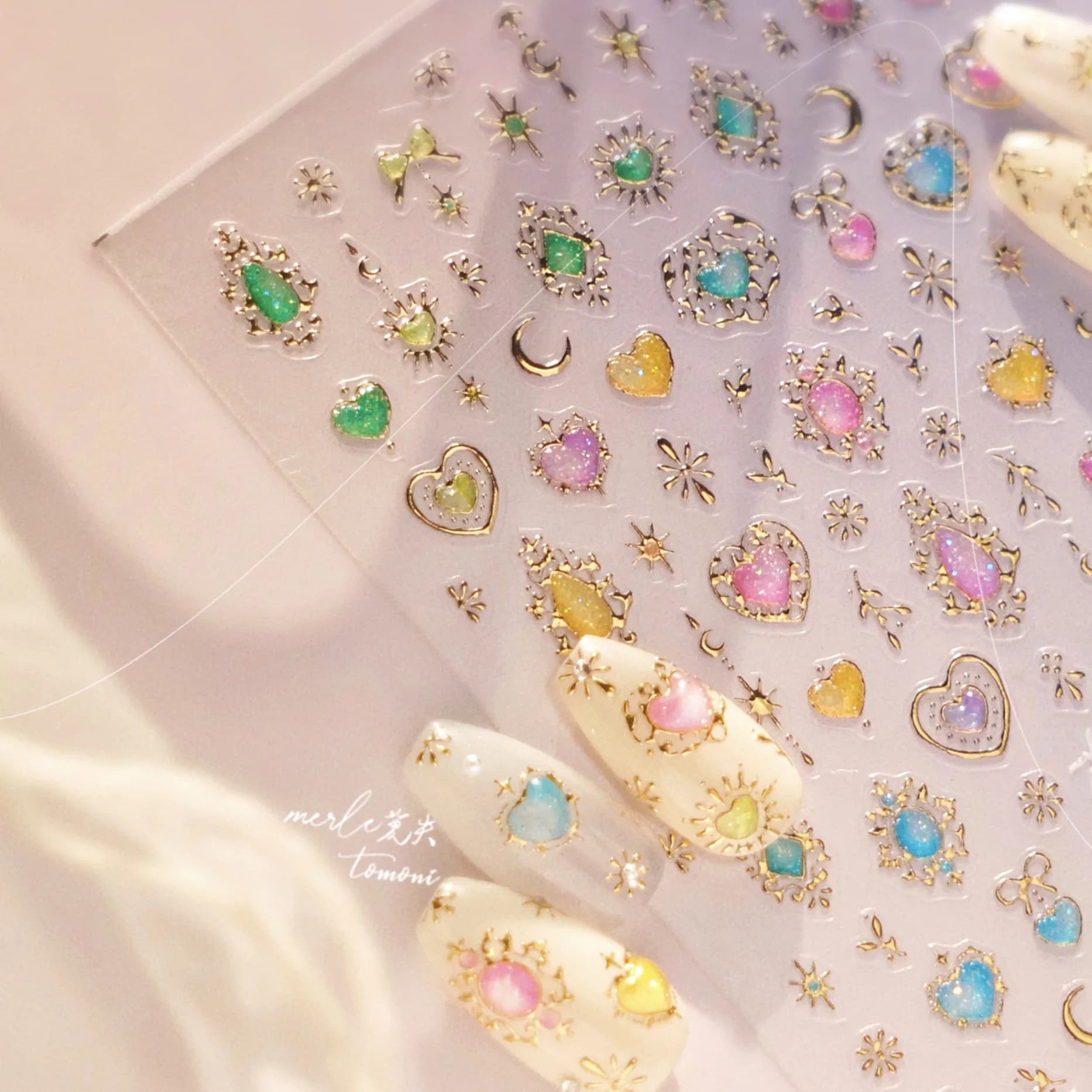 1 Pezzo Adesivi per Unghie 5D con Piccole Stelle, Aurora Olografica, Luna, Farfalla, Adesivi Autoadesivi 5D con Strass per Nail Art