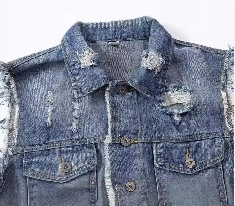 Nuovi Gilet in Denim Blu Casual Strappati alla Moda per Uomo, Giacche Senza Maniche Trendy, Cappotti Maschili Streetwear, Gilet in Jeans Slim Fit fino a 5XL