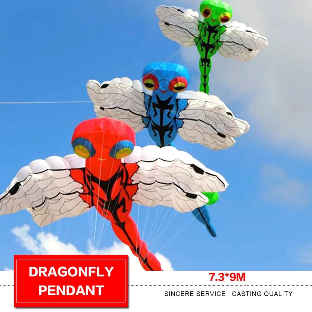 HFLY New Arrival Soft Inflatable Dragonfly Kite Line Laundry for Adults High Quality Ripstop Nylon Animal Show Kite Pendant