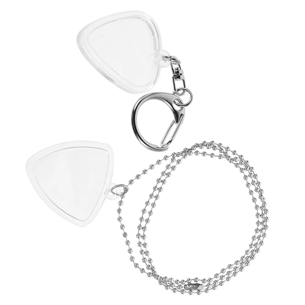 2 Pezzi Scatola Trasparente per Esposizione Plettri Chitarra, Robusta Custodia Porta Plettri con Portachiavi, Organizer Portatile per Plettri Acustici