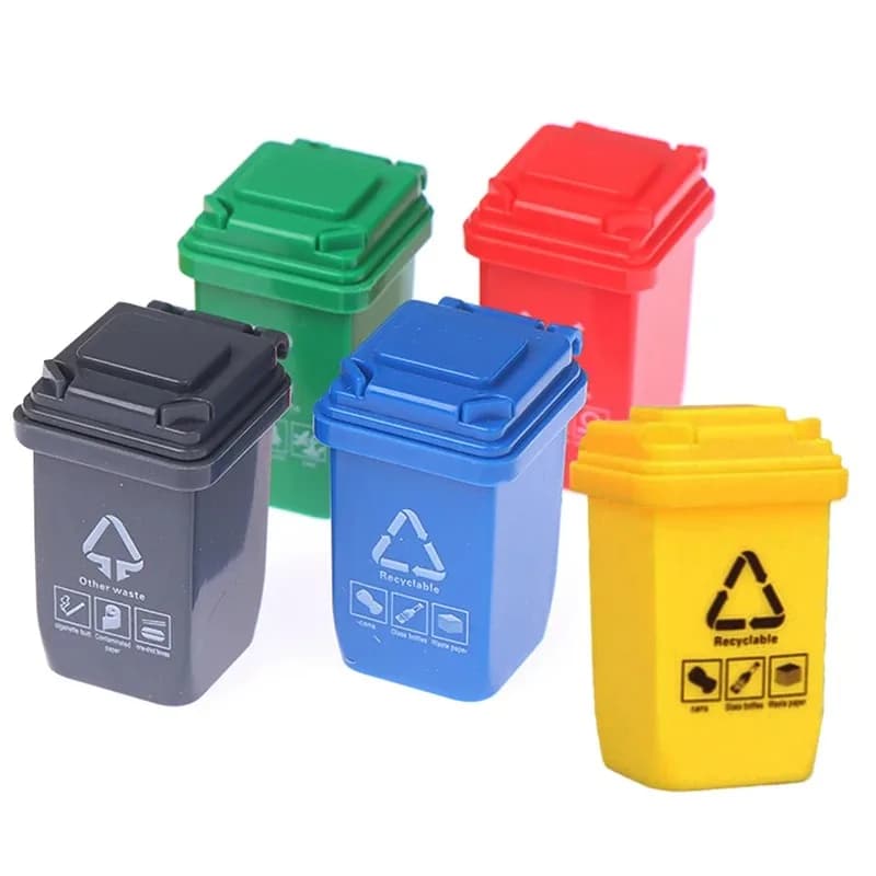 5Pcs 1:12 Scale Mini Trash Can Model Dollhouse Mini Furniture Accessories Doll House Scene Decor