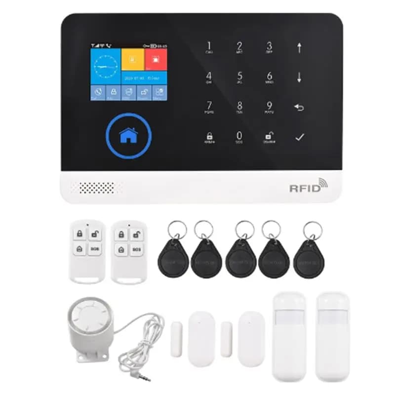 ABZZ alarm system for home security 433Mhz WIFI+GSM, Wi-Fi wireless alarm, compatible with the Tuya Smart app, works with American socket.