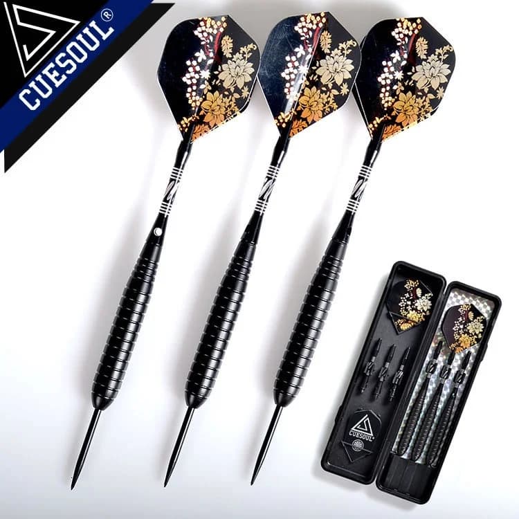 CUESOUL Set di freccette professionali da 24 g Freccette con punta in acciaio con botti in ottone e aste per freccette in alluminio