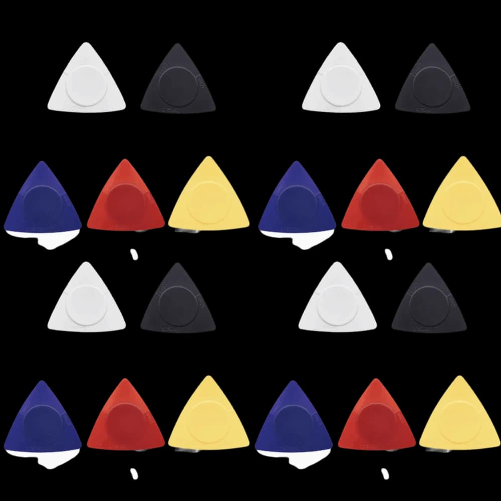 20PCS ABS Material Guitar Picks 0.5/0.75/1.0mm Thicknesses Black+White+Yellow+Blue+Red Acoustic Guitar Picks