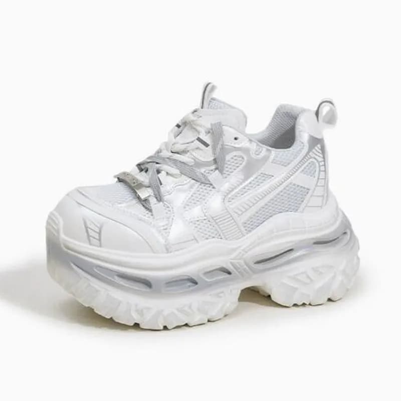 New 2026 Spring Chunky Sneakers High Platform Casual Vulcanized Shoes Woman Soft Breathable Mesh Sneakers 9CM Sports Dad Shoes