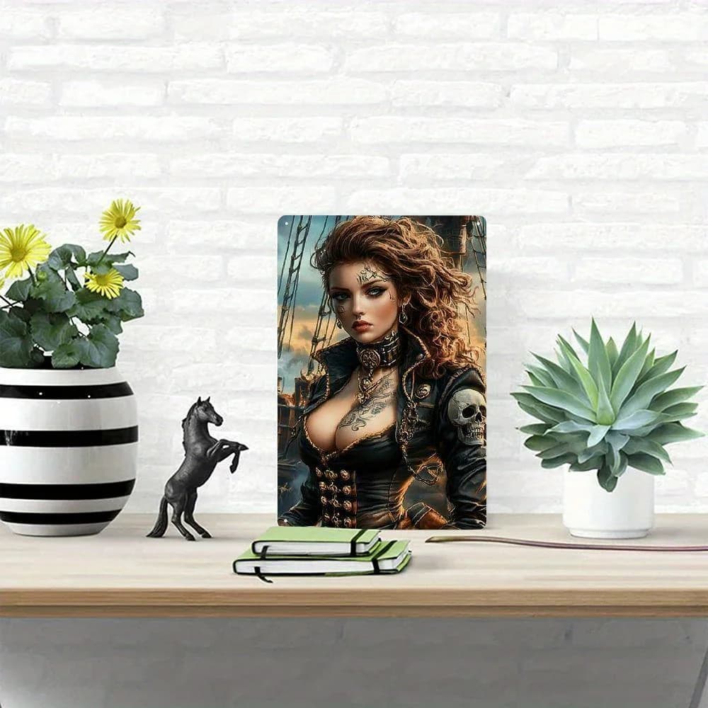 Decorazione da Parete in Stile Country Steampunk con Pirata Femminile in Ferro Battuto, Kit per Pittura Artistica, Artigianato in Metallo e Forniture per Cucito
