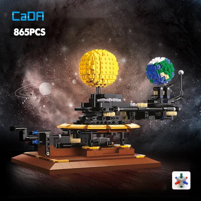 Cada Education Bricks 865PCS Solar System Earth and Sun Clock Building Blocks Science Experiment Christmas Toys Boys Gifts
