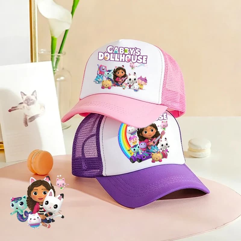Cappellino da Baseball Gabby's Dollhouse per Bambini, Ragazze e Donne, Carino, Anime, Cartone Animato, Sportivo, Casual, da Esterno, in Rete, Regolabile, Parasole, in Tela, Kawaii