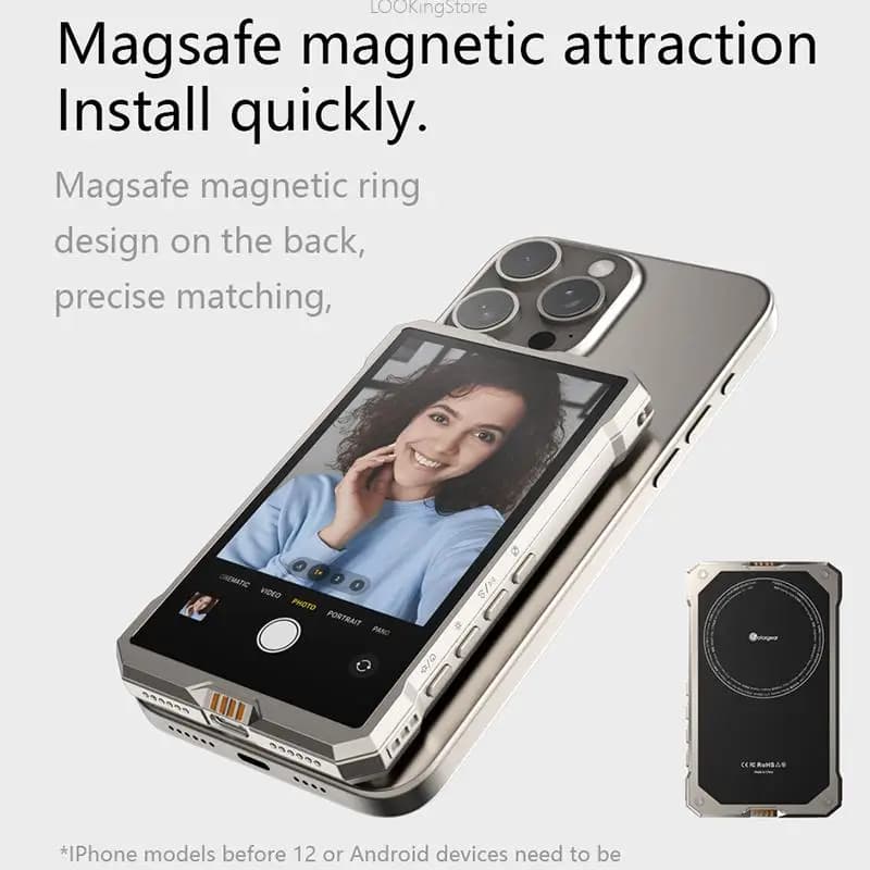 Fotorgear MS01 Schermo magnetico per selfie per telefono per smartphone Fotocamera posteriore Selfie Vlog Live Stream per iPhone Android