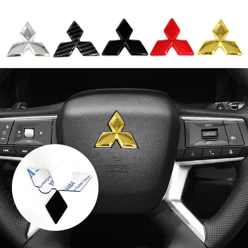 Adesivo per copertura logo del volante dell'auto per Mitsubishi Outlander Lancer ASX Eclipse L200 Pajero Delica EVO Attrage Mirage Triton