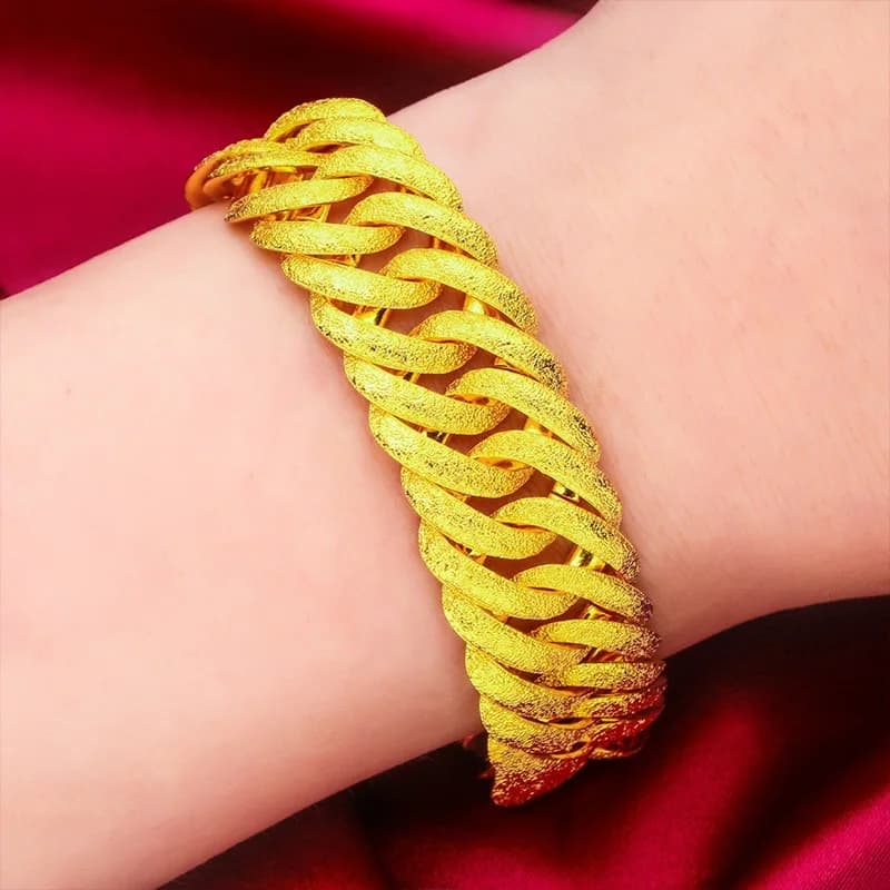 Popular 9999 24K Real Gold Jewelry Boss Bracelet Bracelet M-Buckle Men's and Women's Bracelet Bracelet Couple Gold Ring Gift
