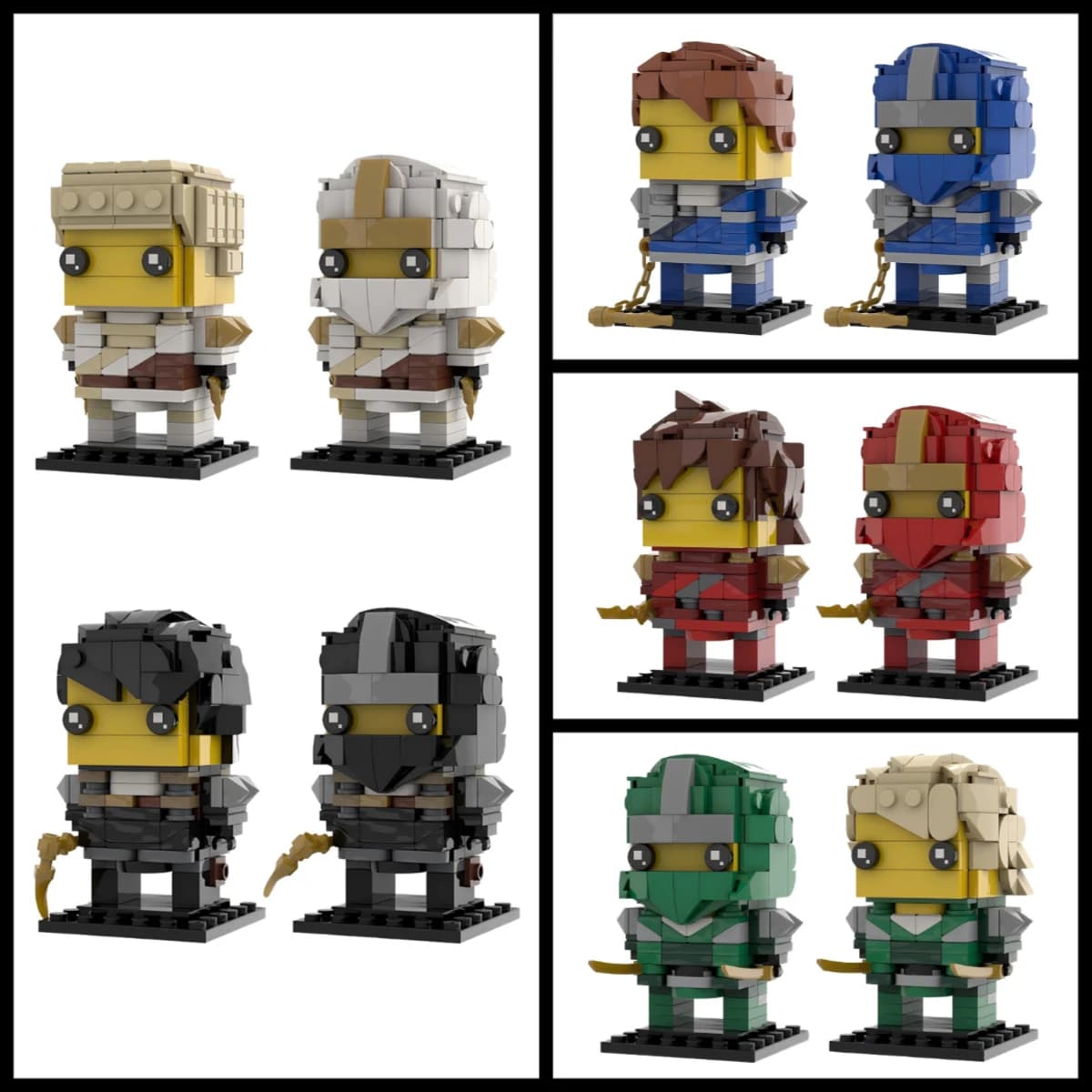 MOC Ideas Animated Movie Action Figure Bricksheadz Ninjaed Kai Lloyd Cole Building Blocks Model DIY Children's Assembly Toy Gift