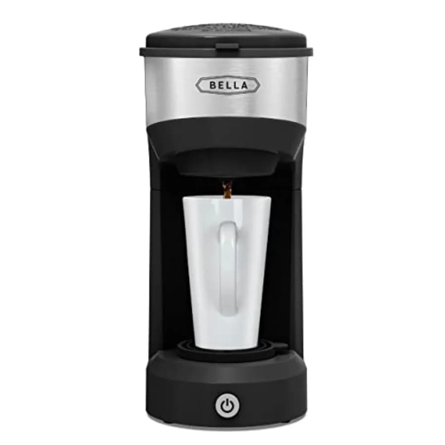 Macchina da caffè a doppia funzione per caffè in capsule e macinato, grande capacità di 14 once, spegnimento automatico con un solo tocco.