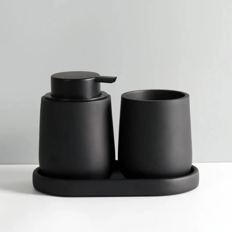 Set di Accessori per il Bagno in Resina: Dispenser per Lozione, Bicchiere per Collutorio, Vassoio, Dispenser Portatile per Shampoo, Set Regalo per Arredamento Casa, Porta Igienizzante