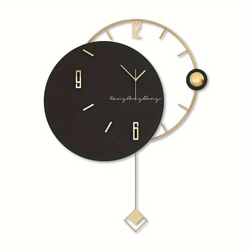 Large Decorative Quartz Wall Clock – Silent Sweeping Movement, Wooden Frame with Metallic Accents, Elegant Indoor Timepiece for Living Room, Bedroom or Office Decor