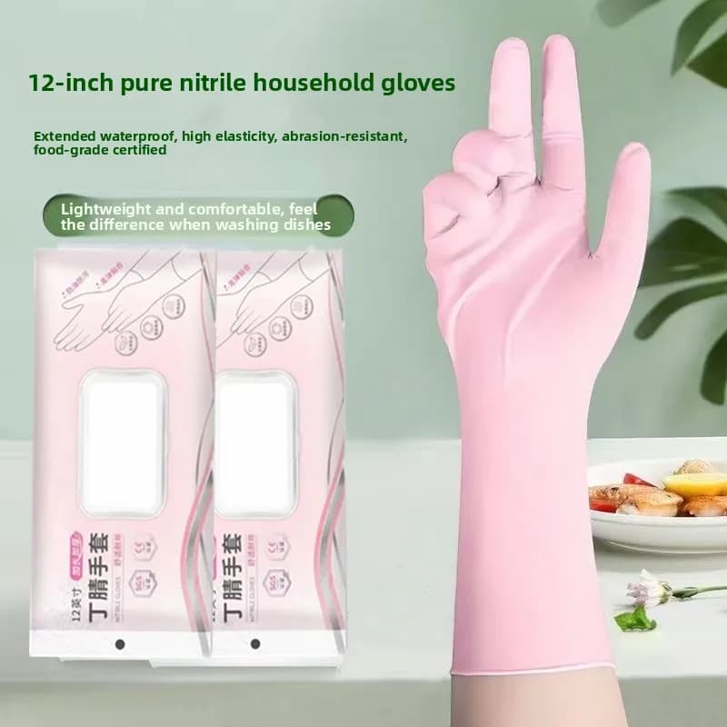 Guanti in Nitrile Rinforzati, in Gomma e Lattice, Speciali per Lavare i Piatti, Durevoli, Flessibili, Monouso, per Donne, per Pulizie Domestiche