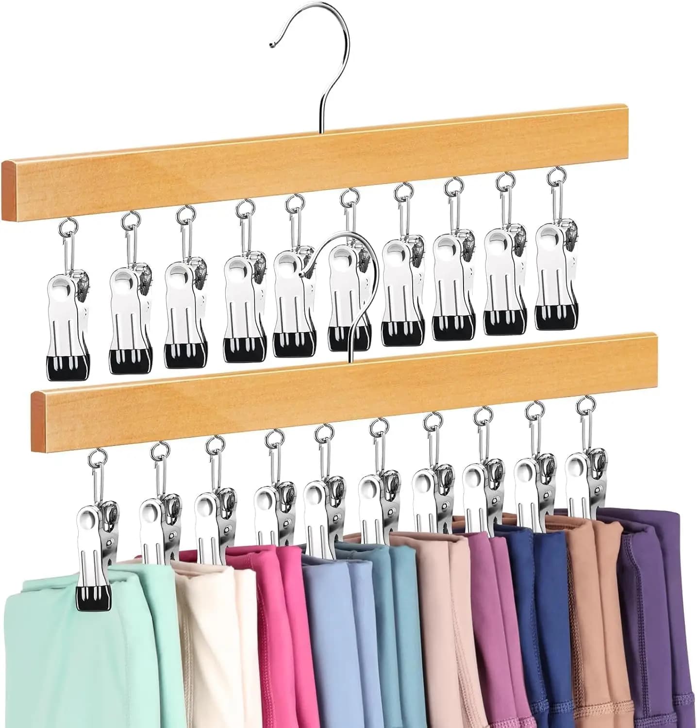 Organizzatore per leggings da armadio, appendiabiti con clip per 20 paia, 360° ° Organizzatore Girevole Salvaspazio per Appendere Vestiti