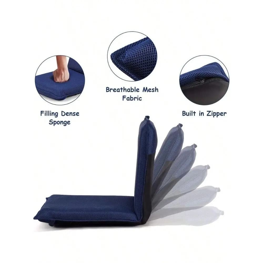 Poltrona da pavimento in rete, sedia imbottita multiangolo a 6 posizioni, supporto per la schiena imbottito versatile, sedie per videogiochi per meditazione