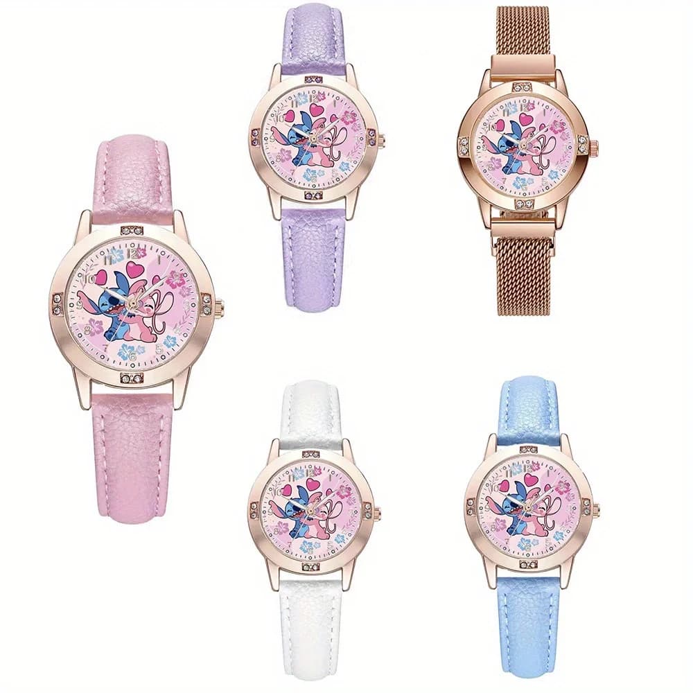 Orologio da polso al quarzo Disney Stitch, orologio alla moda in stile coppia, dolce regalo romantico per le donne, amanti di Stitch, accessorio da indossare ogni giorno