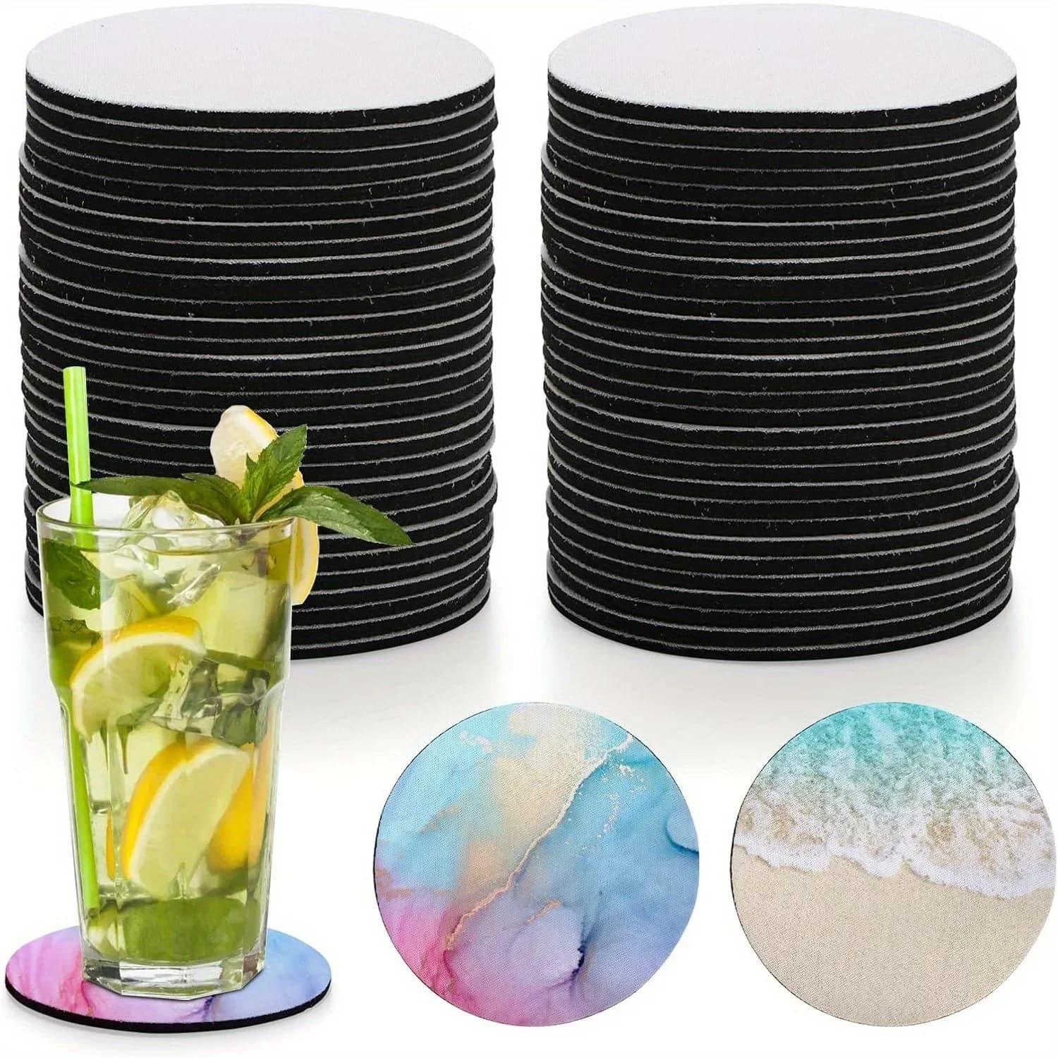 10/30/50 Pcs Blank Cup Coasters for Sublimation – Ideal for DIY Heat Transfer Printing and Custom Craft Projects