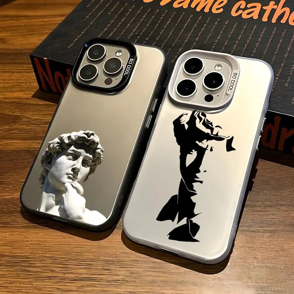 Custodia per telefono Statua di David, custodia premium per iPhone 16/15/14/13/12/17 Pro Max Plus, leggera e antiurto.