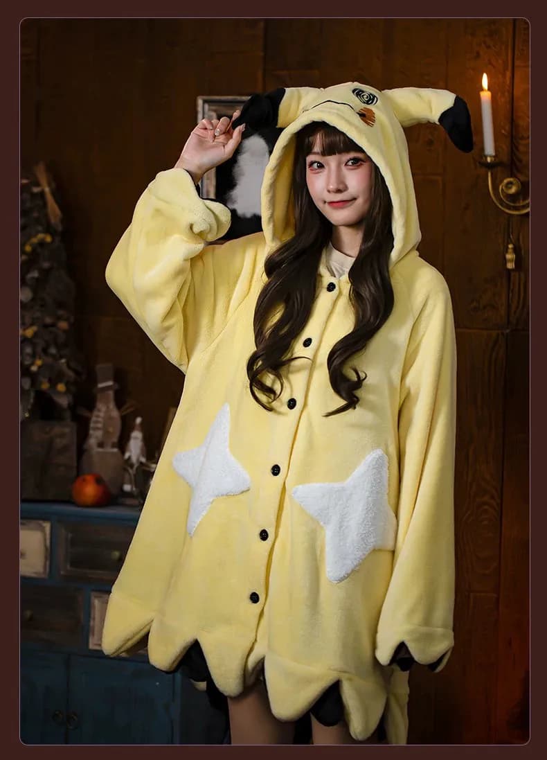Pokemon Center "Ghost in Charge" Series Cute Soft Plush Robe Plush Mimikyu pajamas Plush Home Gengar slippers