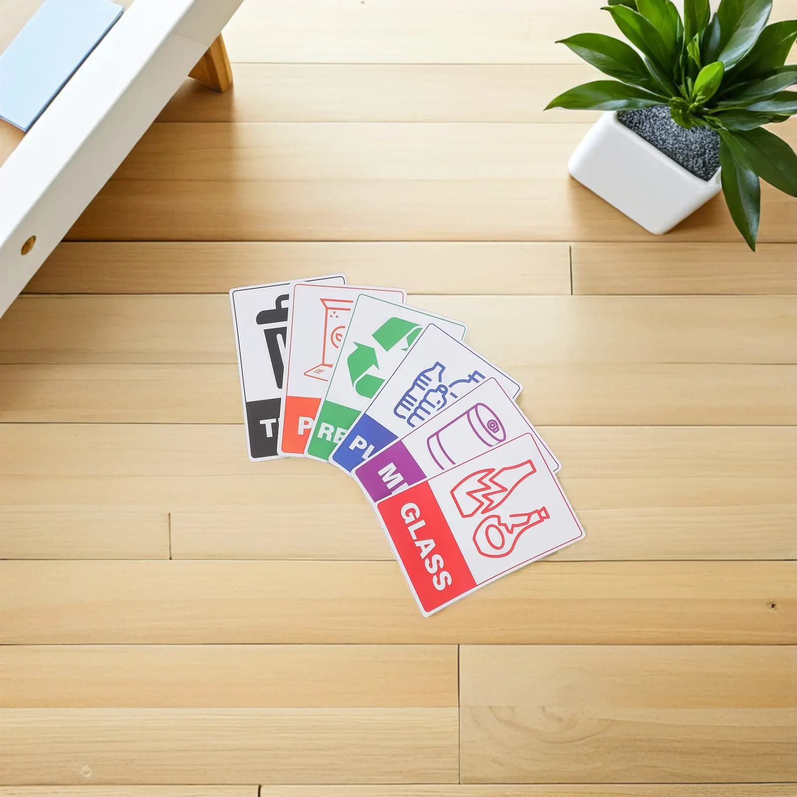 18Sheet Recycling Bin Labels Self Adhesive Waterproof Waste Stickers for Trash Cans Glass Plastic Metal Paper Classification
