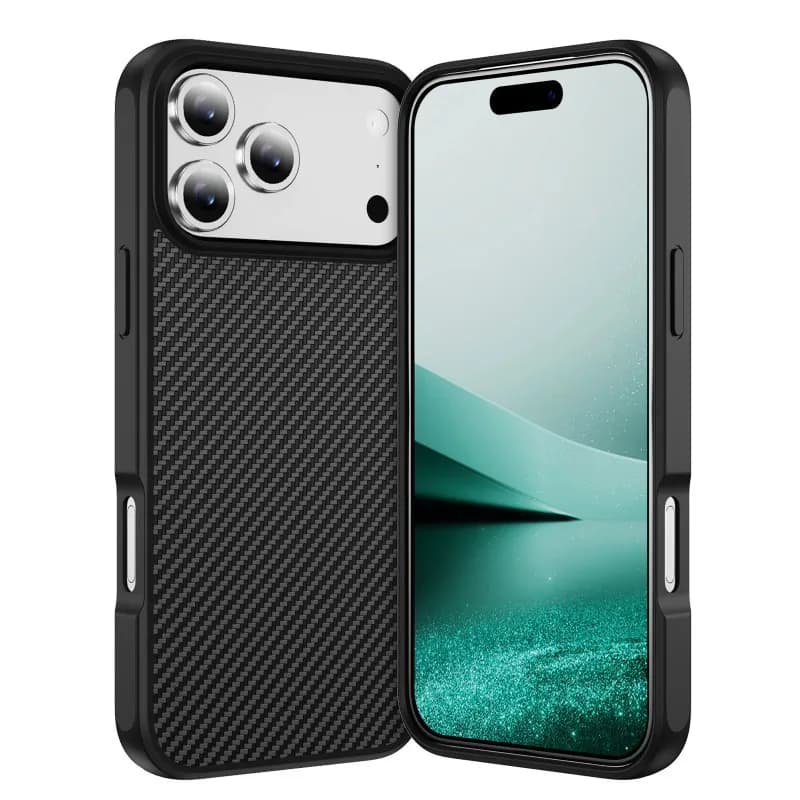 Luxury case with carbon fiber frame for IPhone 17 Air 16E 15 14 Plus 13 12 Pro Max Hard protective case for PC with magnetic wireless charging
