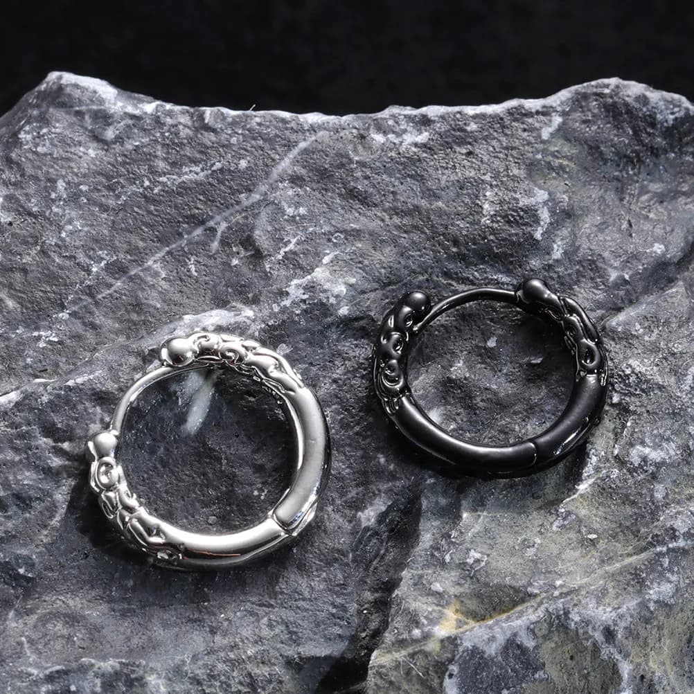 1 Paio di Orecchini Rotondi in Ferro Stile Punk da Uomo, Casual, per Feste, Performance di Danza, Hip-Hop, Orecchini Piercing, Decorazione Unica e Cool