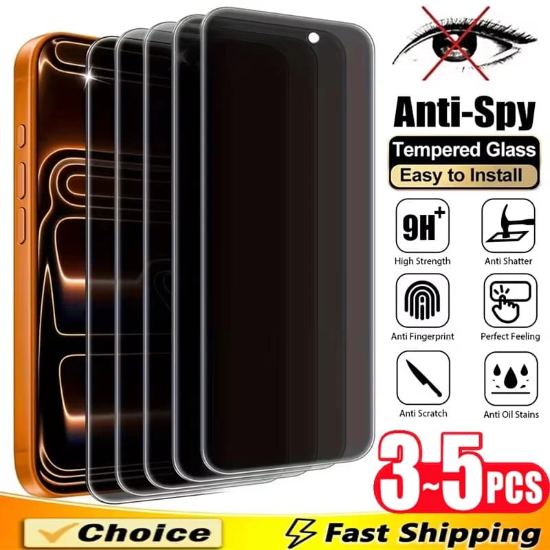3-5 Pezzi Pellicola Protettiva in Vetro Temperato Privacy a Copertura Totale per iPhone 16 13 12 11 14 15 17 Pro Max Air XS XR, Pellicole Anti-Spia