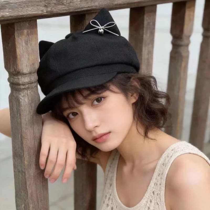Berretto Ottagonale Estivo da Donna con Fiocco, Cappello da Pittore che Valorizza il Viso