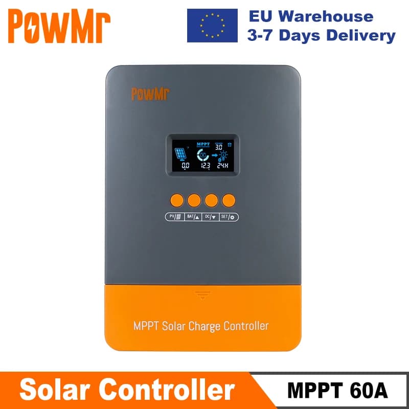 Stock UE PowMr MPPT 60A regolatore del caricatore solare 12V 24V 36V 48V caricabatteria Auto Lifepo4 regolatore del pannello solare ingresso PV massimo 160VDC