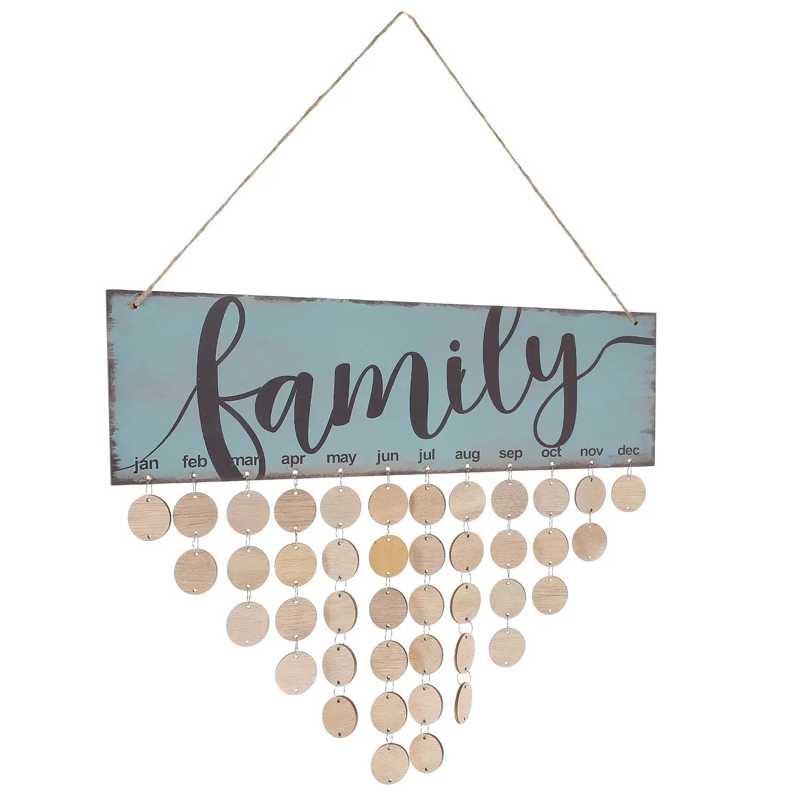 Wooden Birthday Calendar Plaque Family Hanging Board Colorful 12x5cm DIY Birthday Reminder Wall Decor 50 Discs Iron Pins